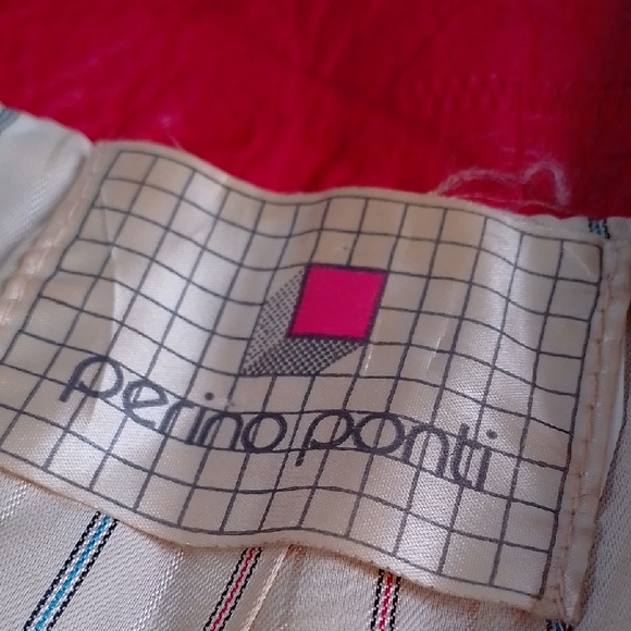 Vintage 80s Perino Ponti Women's Red Leather Jacket Bomber - Picture 2 of 10